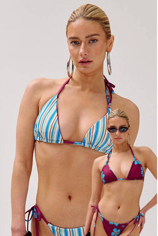 HARPER & YVE reversible voorgevormde triangel bikinitop Nova donkerrood turquoise - Foto 2