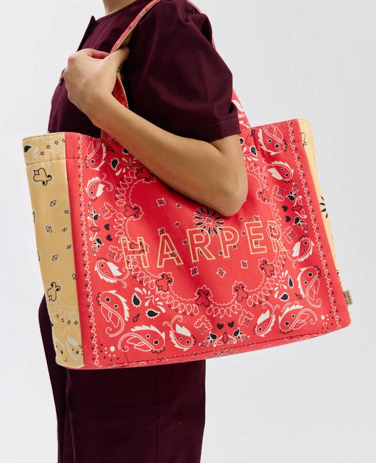 HARPER & YVE shopper Harper met paisley print rood - Foto 2