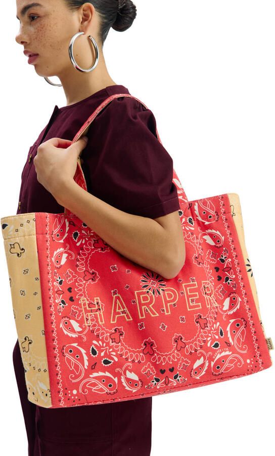HARPER & YVE shopper Harper met paisley print rood - Foto 3