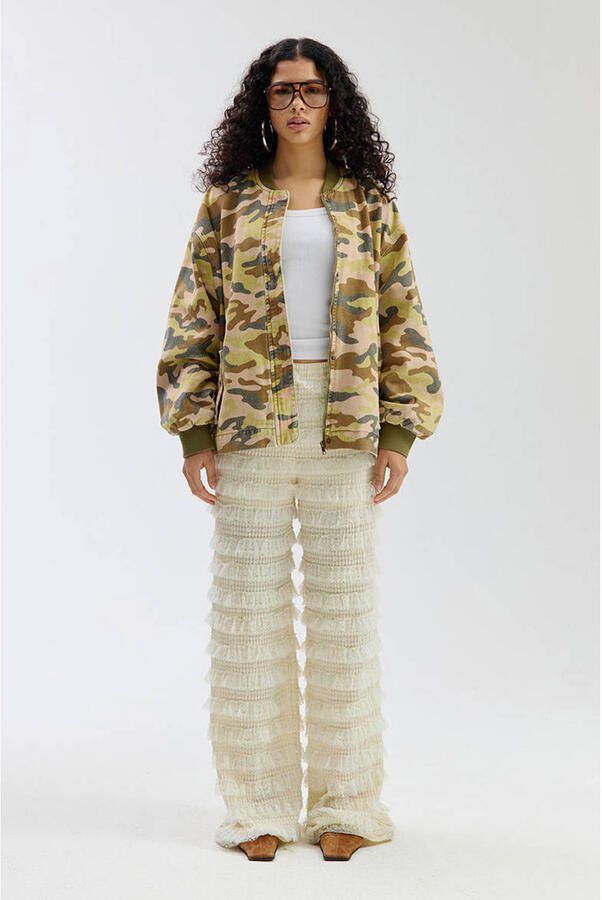 HARPER & YVE straight fit broek met ruches ecru - Foto 2