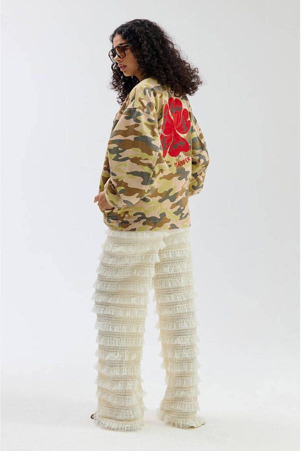 HARPER & YVE straight fit broek met ruches ecru - Foto 3