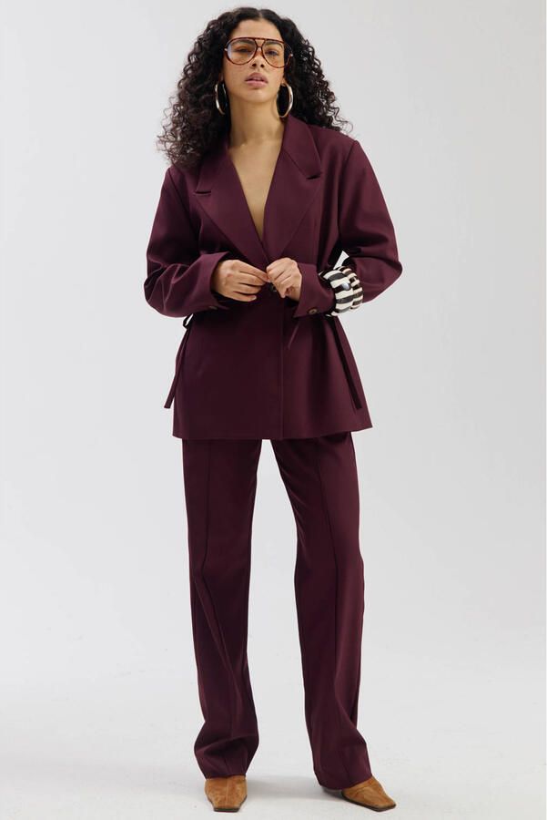 HARPER & YVE straight regular waist broek donkerrood
