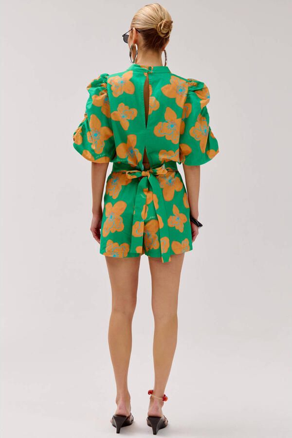 HARPER & YVE straight regular waist gebloemde casual short groen - Foto 2