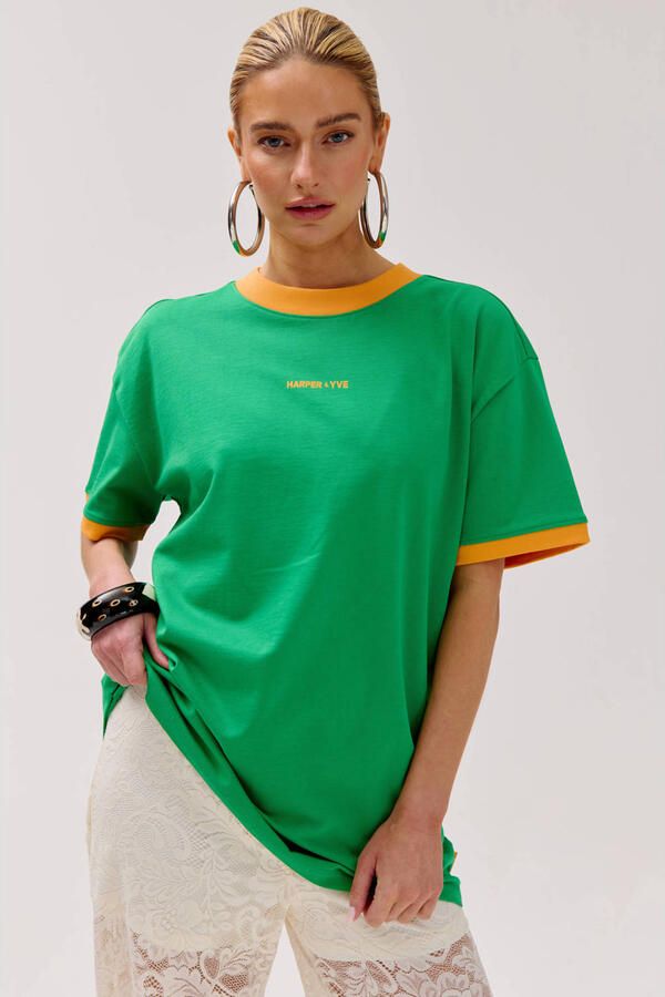 HARPER & YVE T-shirt met backprint groen