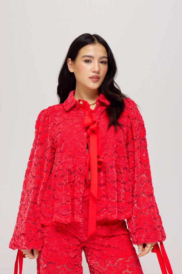 Harper & Yve Maral-Ls Lange Mouw Blouse Red Dames