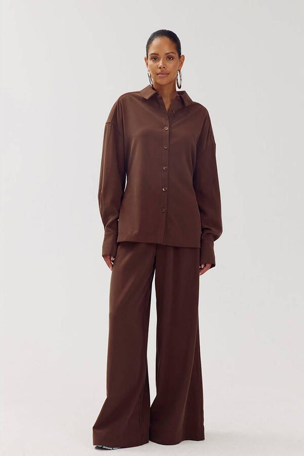 HARPER & YVE wide leg broek bruin