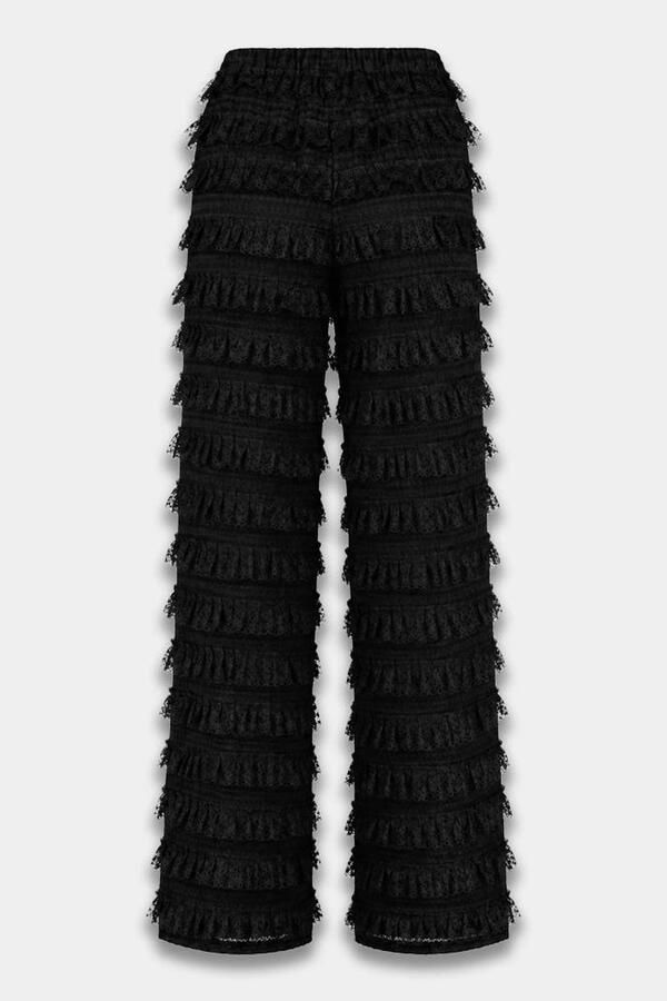 HARPER & YVE wide leg broek met ruches zwart - Foto 2