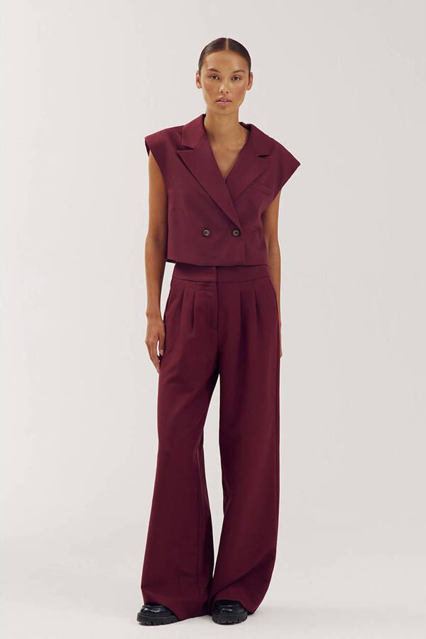 HARPER & YVE wide leg broek wijnrood