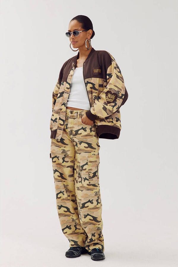 HARPER & YVE wide leg camouflage jeans geel - Foto 2