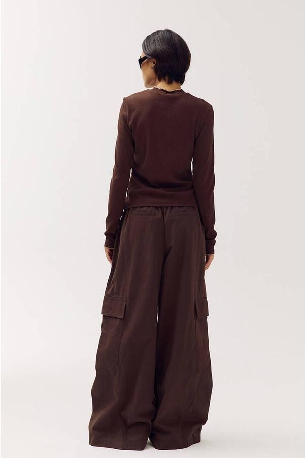 HARPER & YVE wide leg cargobroek donkerbruin - Foto 2