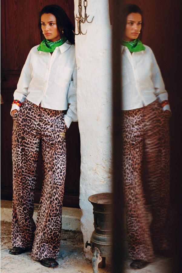HARPER & YVE wide leg high waist broek met dierenprint bruin - Foto 7