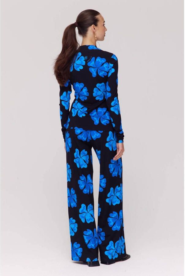 HARPER & YVE wide leg regular waist gebloemde casual broek blauw - Foto 2