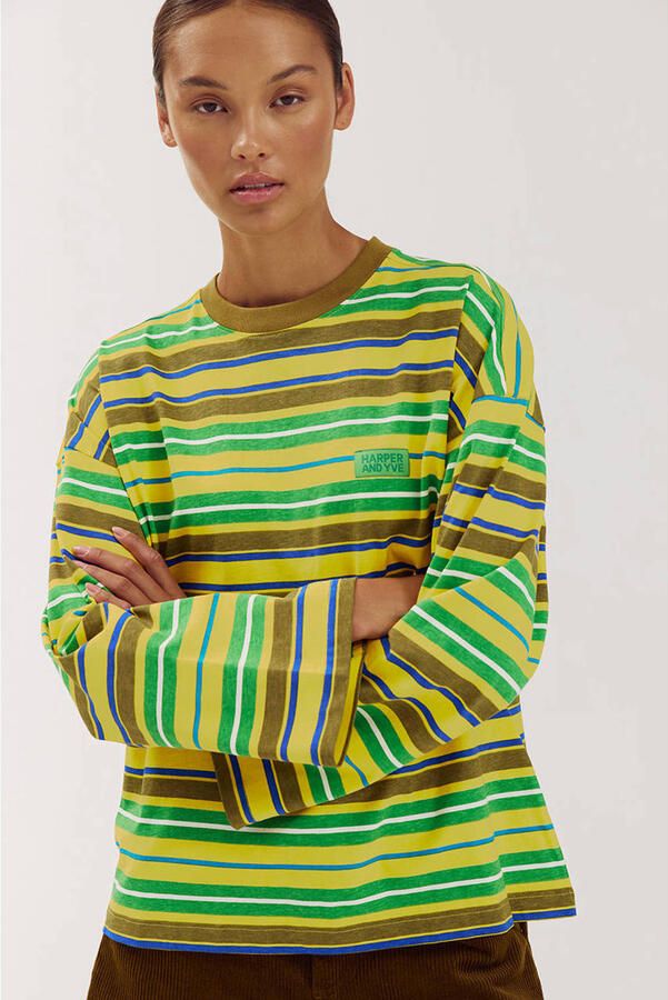 HARPER & YVE x Tessa van Montfoort gestreept T-shirt geel groen