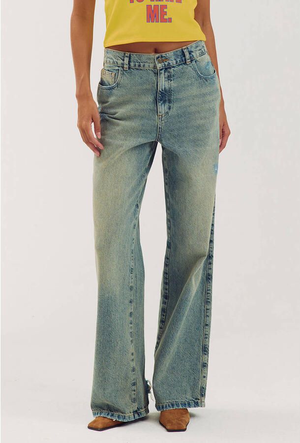 HARPER & YVE x Tessa van Montfoort straight leg jeans met slijtage medium blue