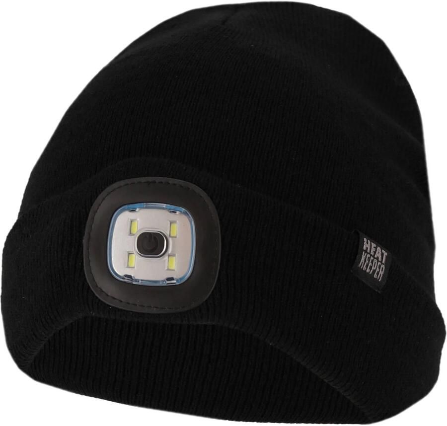 HEAT keeper Gebreide muts THERMAL BEANIE+LED LIGHT RECHARGE oplaadbare afneembare led-lamp voor de donkere tijd van het jaar (2 stuks)