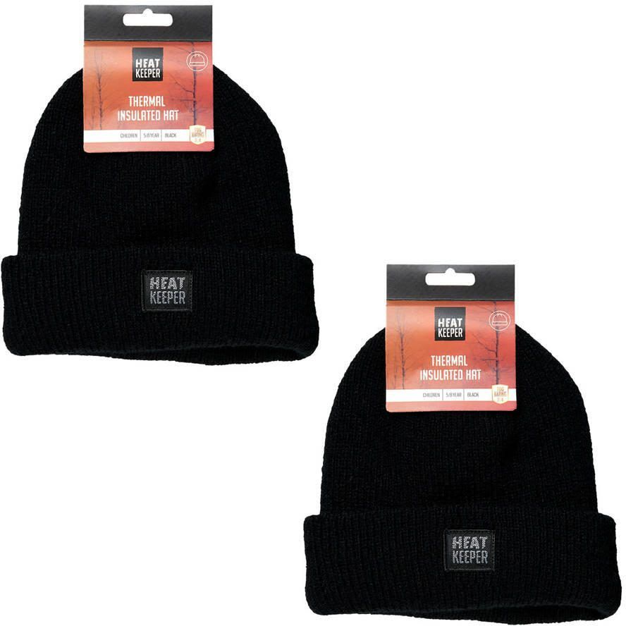 Heatkeeper thermo muts water en windproof set van 2 zwart Polyacryl 9-12 jaar - Foto 2
