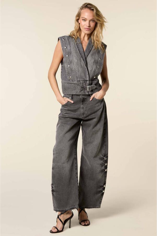 Homage to Denim barrel jeans met studs grijs