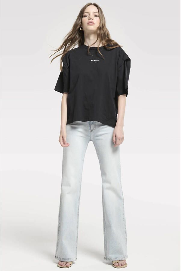 Homage to Denim Elisa Straight Leg Jeans straight leg jeans light blue denim