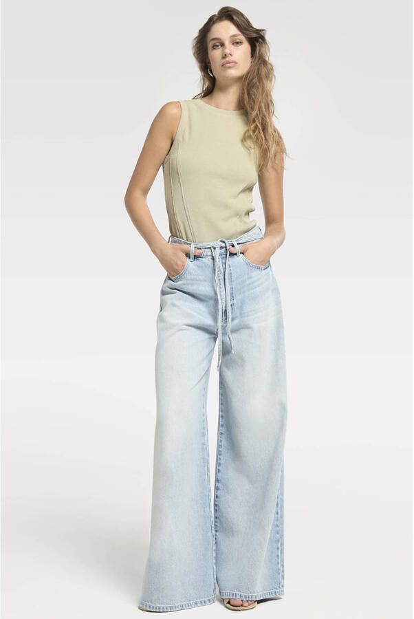 Homage to Denim Extra Wide Leg Jeans With Cord wide leg jeans light blue denim