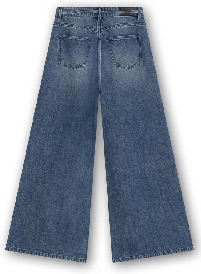 Homage to Denim high waist wide leg jeans met ceintuur mediumblauw - Foto 2