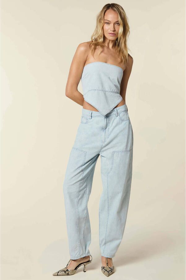 Homage to Denim high waist barrel jeans light blue denim