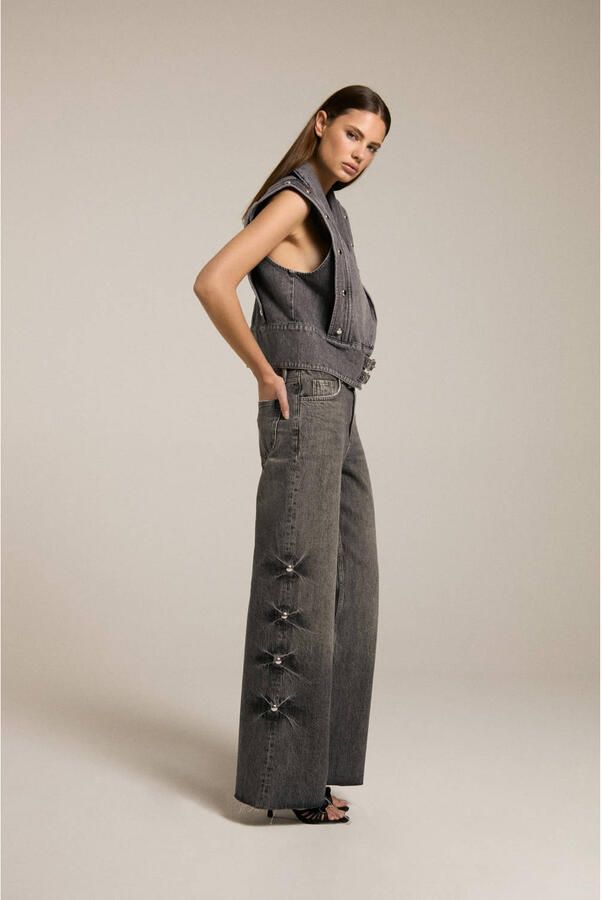 Homage to Denim high waist wide leg jeans grijs
