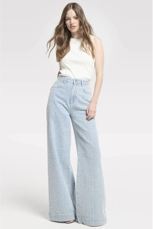 Homage to Denim high waist wide leg jeans light blue denim