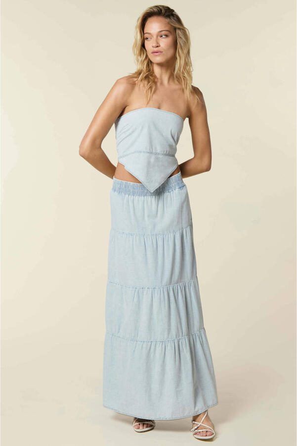 Homage to Denim maxi rok light blue denim