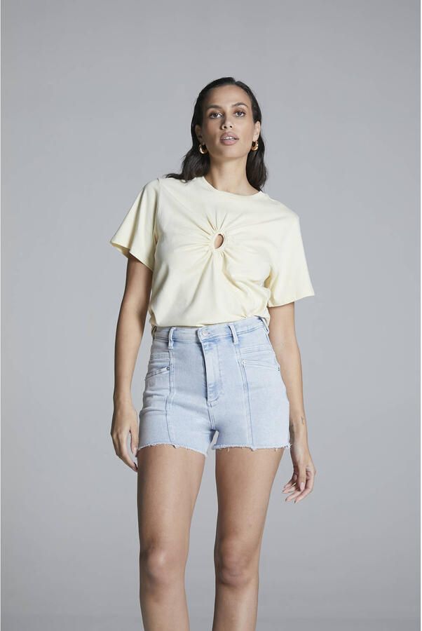 Homage to Denim slim high waist short light blue denim