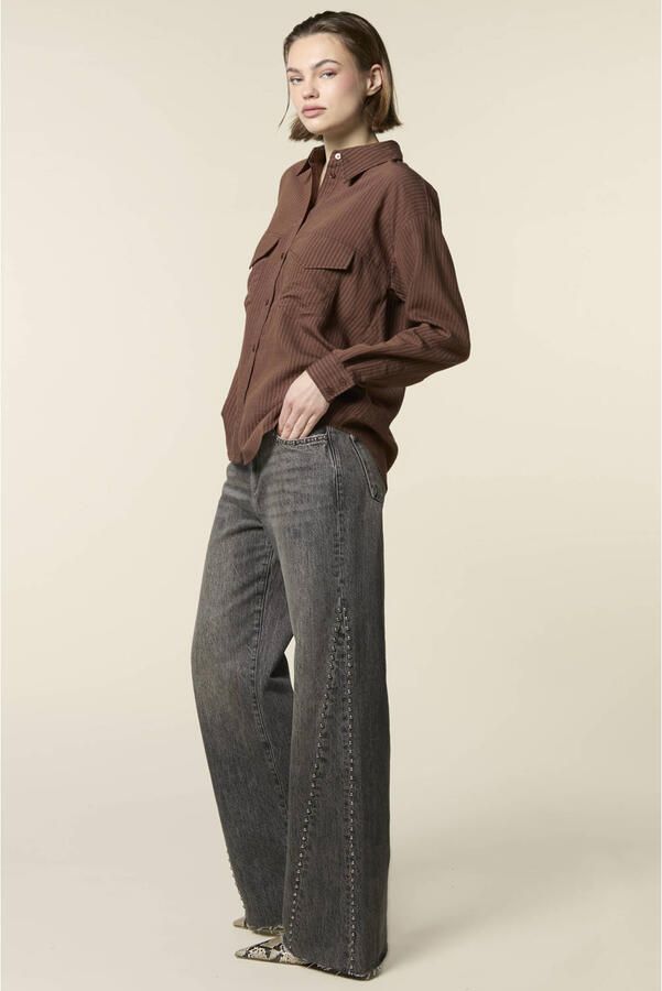 Homage to Denim straight leg jeans met studs grijs