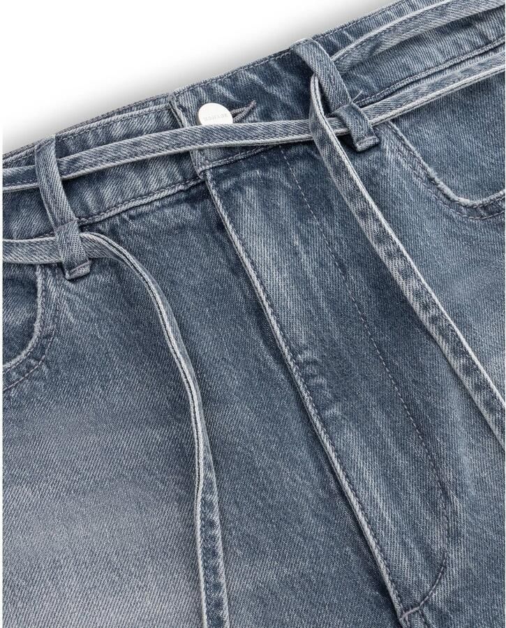 Homage to Denim vintage wide leg jeans met ceintuur grijs - Foto 2