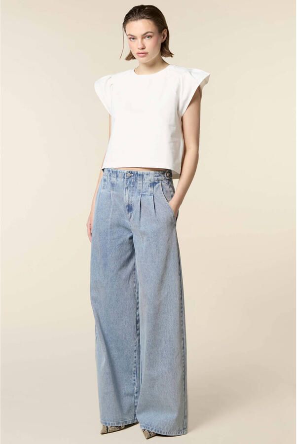 Homage to Denim vintage wide leg jeans met plooien