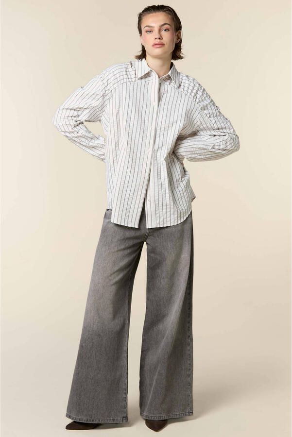 Homage to Denim wide leg jeans met ceintuur grijs