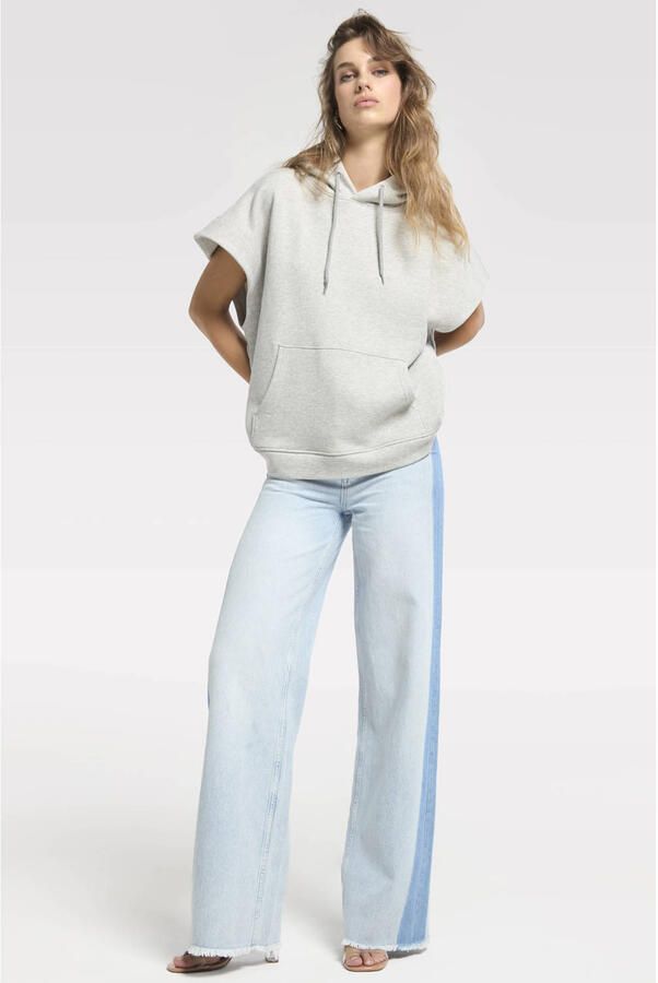 Homage to Denim Wide Leg Jeans With Patchwork high waist wide leg jeans light blue denim