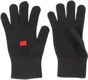 HUGO gebreide handschoenen Waff met logo zwart