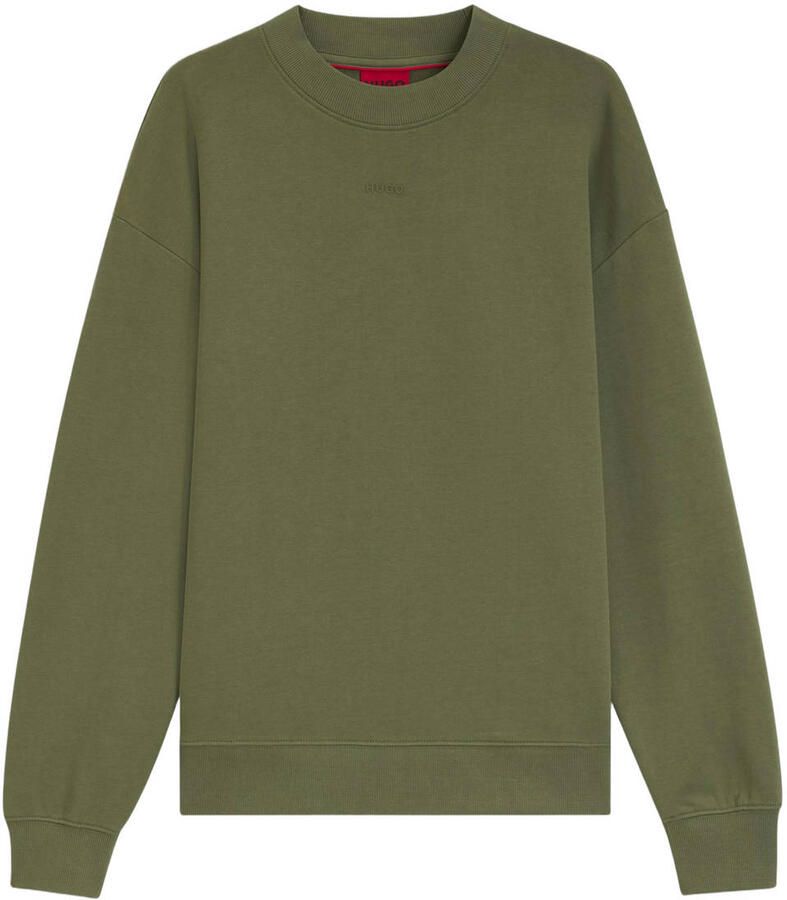 HUGO relaxed fit sweater met geribde boorden groen