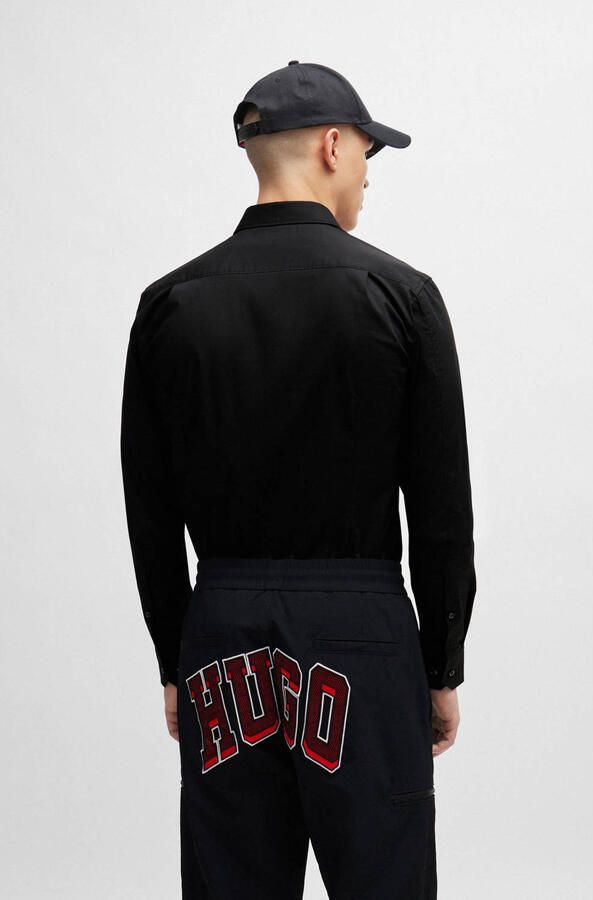 HUGO zakelijk super slim overhemd zwart - Foto 3