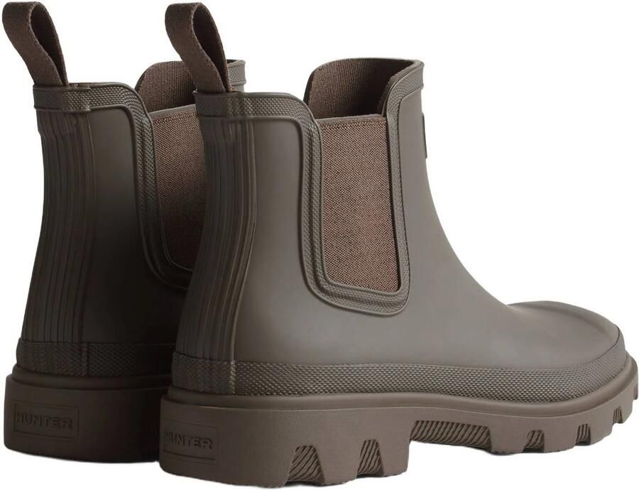 Hunter downpour chelsea rubber regenlaarzen met logo en profielzool bruin - Foto 2