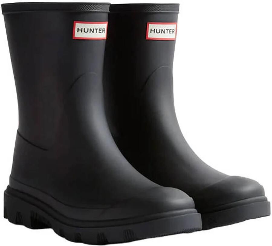 Hunter Downpour short boot regenlaarzen met profielzool en logo zwart - Foto 2