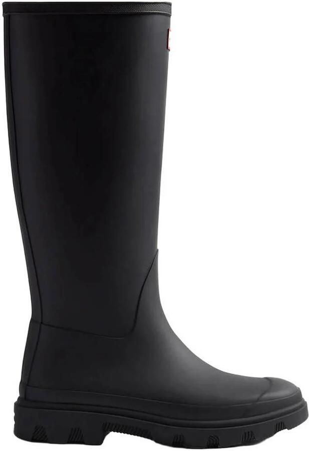 Hunter Downpour tall regenlaarzen met profielzool en logo zwart
