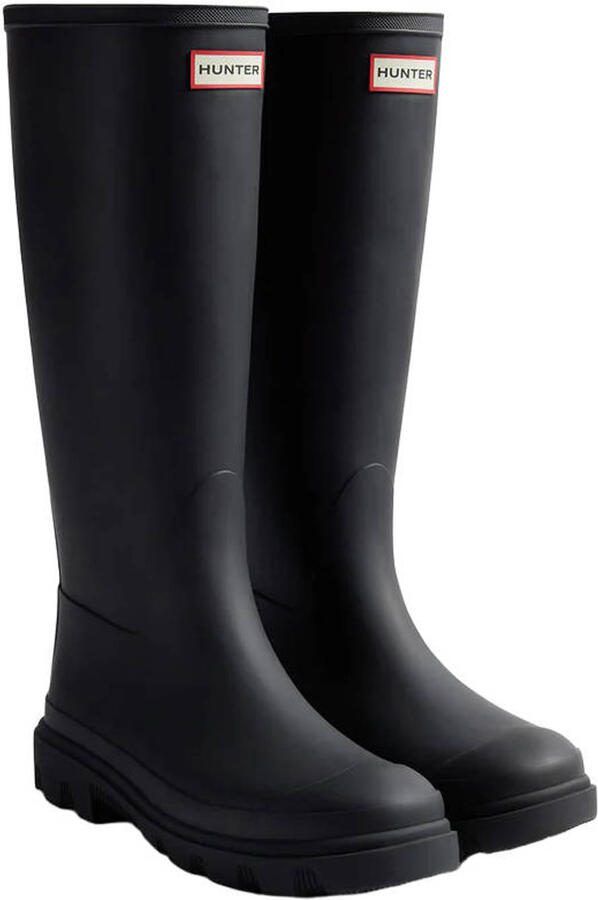 Hunter Downpour tall regenlaarzen met profielzool en logo zwart - Foto 2