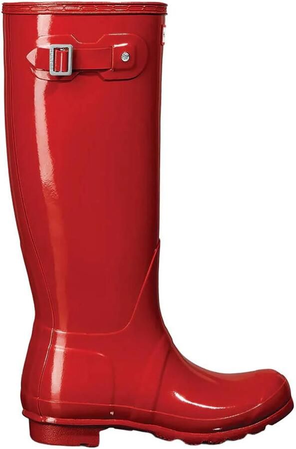 Hunter Original tall gloss boot regenlaarzen met profielzool en logo rood