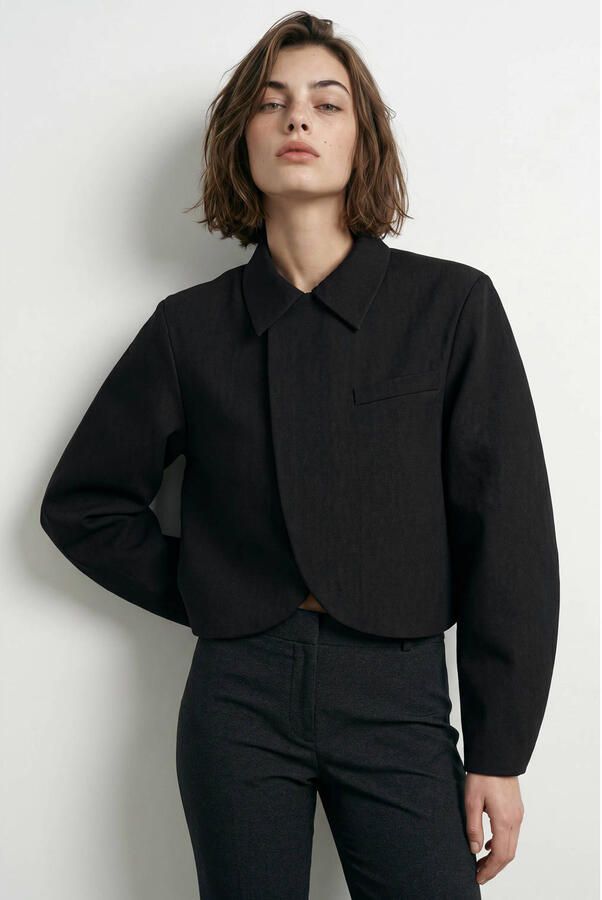 HYPEDROP cropped blazer zwart