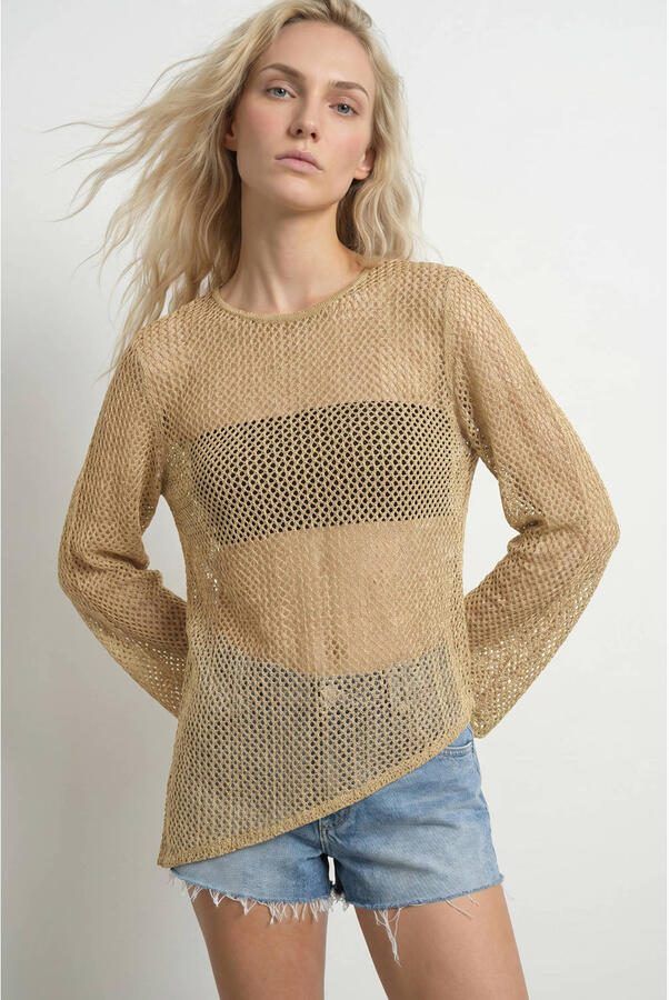 HYPEDROP gehaakte top beige