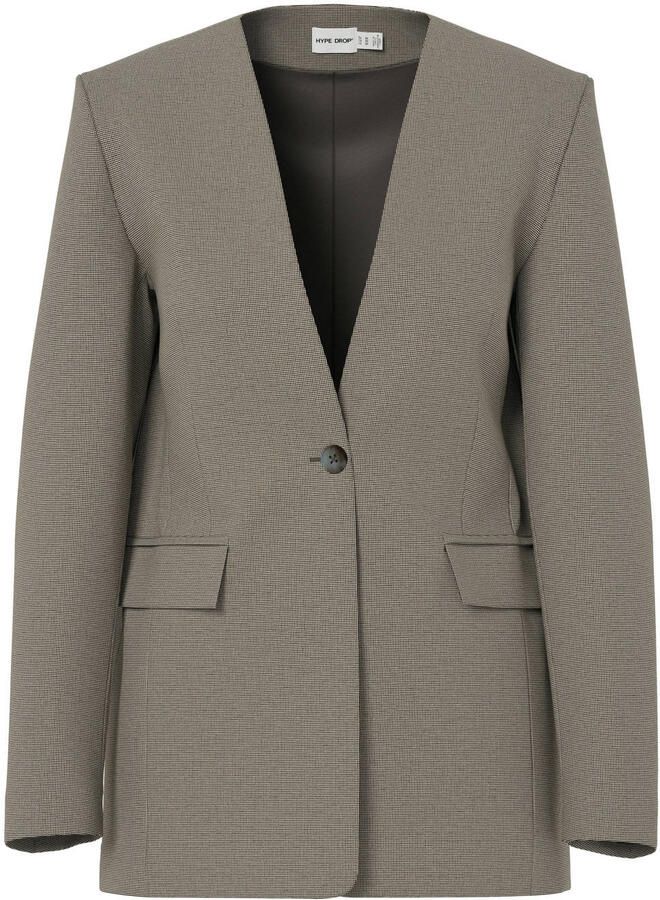 HYPEDROP geruit regular blazer zwart