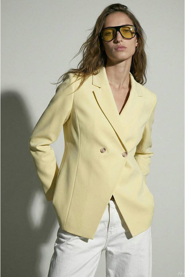 HYPEDROP getailleerde blazer lichtgeel
