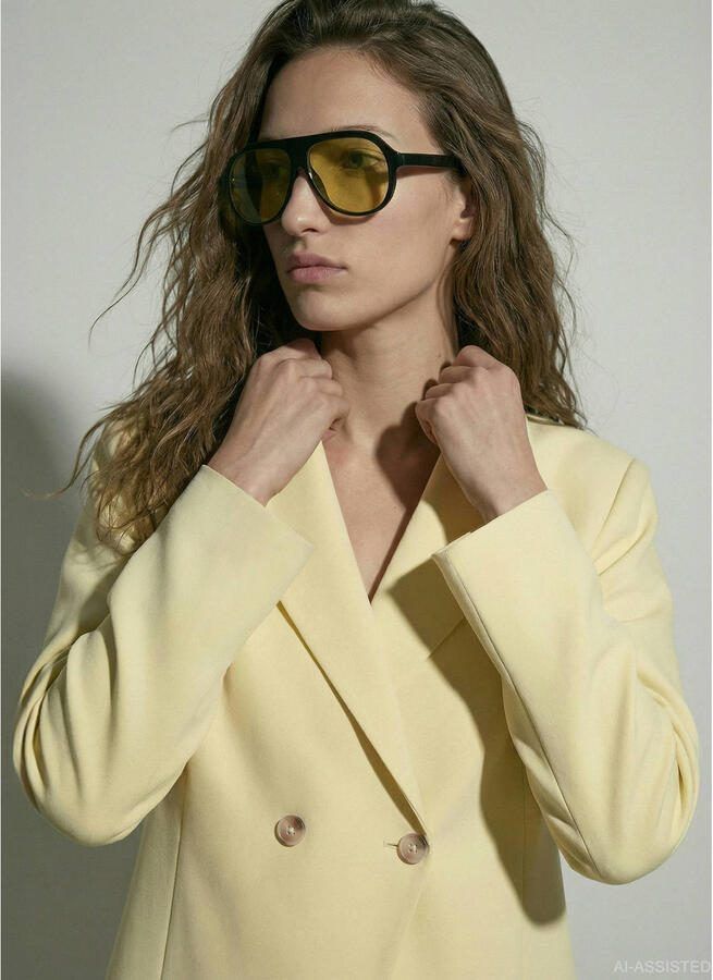 HYPEDROP getailleerde blazer lichtgeel - Foto 2