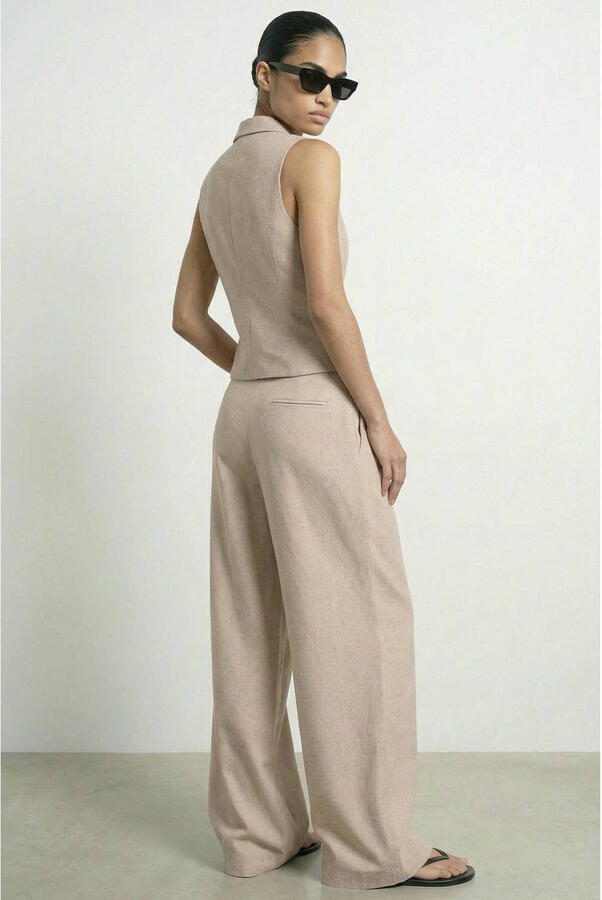 HYPEDROP gilet met linnen beige - Foto 3