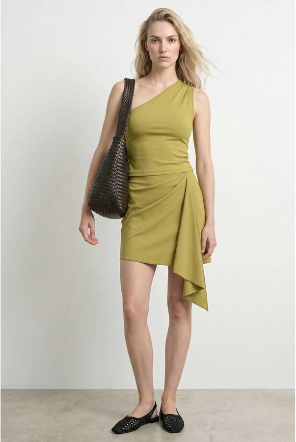 HYPEDROP mini rok met plooien groen