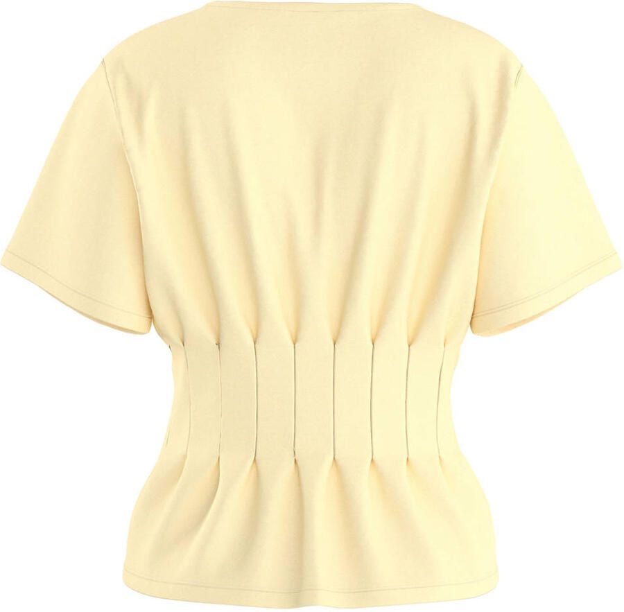 HYPEDROP T-shirt met peplum en plooien geel - Foto 2